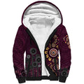 Brisbane Lions Football Sherpa Hoodie Aboriginal Dot and Spiral Art
