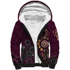 Brisbane Lions Football Sherpa Hoodie Aboriginal Dot and Spiral Art