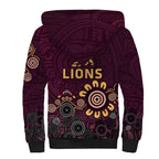 Brisbane Lions Football Sherpa Hoodie Aboriginal Dot and Spiral Art