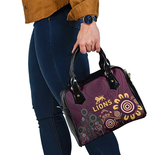 Brisbane Lions Football Shoulder Handbag Aboriginal Dot and Spiral Art