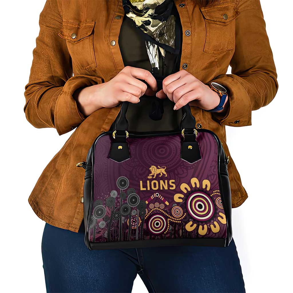 Brisbane Lions Football Shoulder Handbag Aboriginal Dot and Spiral Art