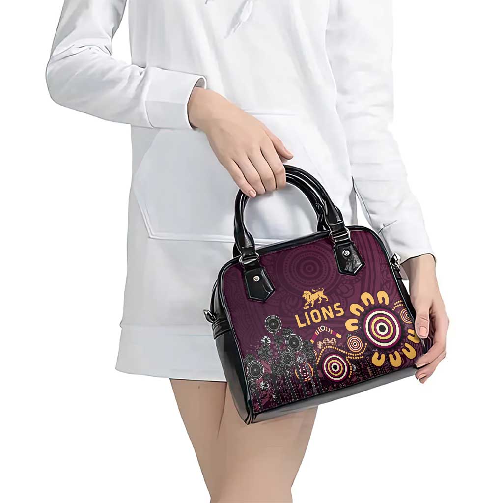 Brisbane Lions Football Shoulder Handbag Aboriginal Dot and Spiral Art