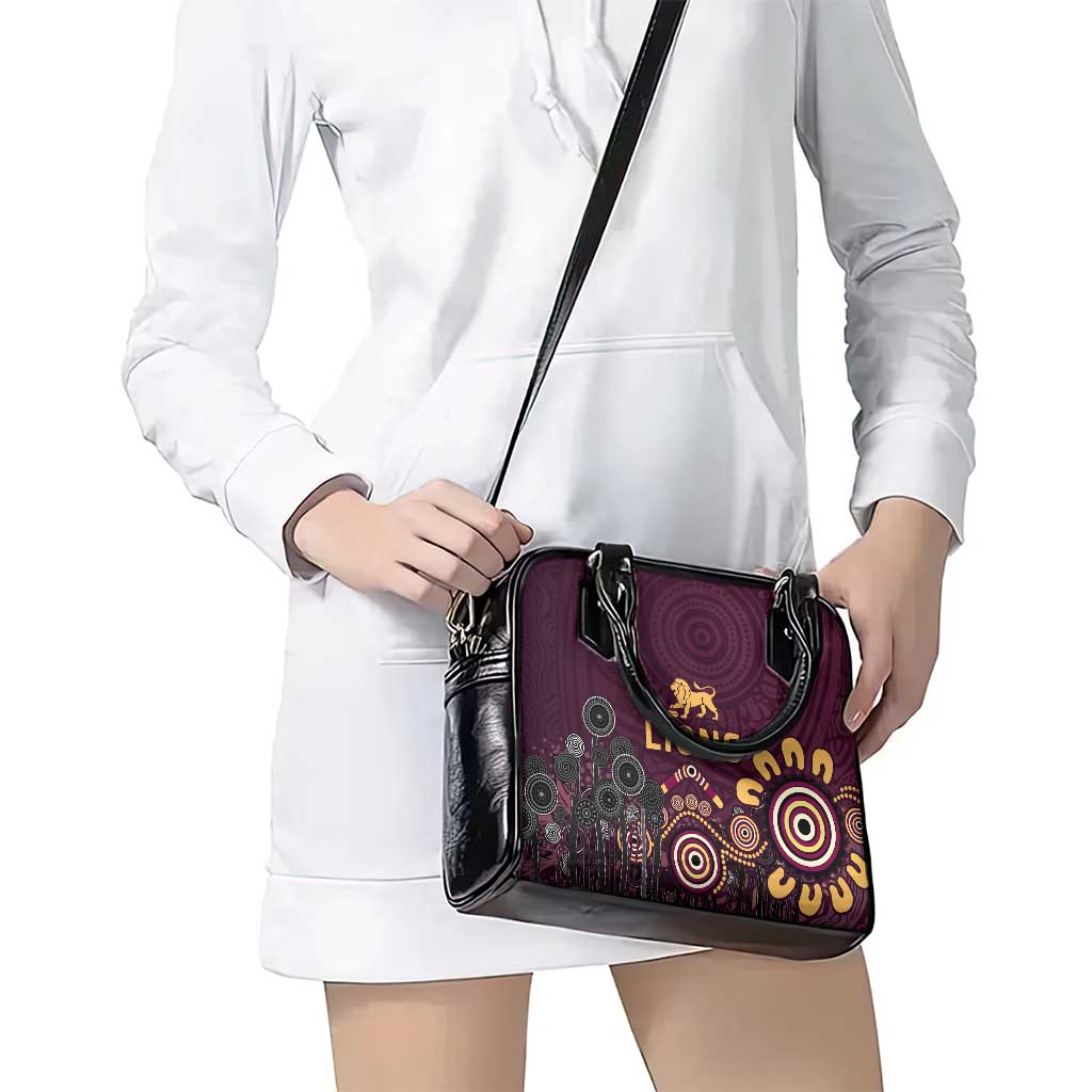 Brisbane Lions Football Shoulder Handbag Aboriginal Dot and Spiral Art