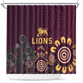 Brisbane Lions Football Shower Curtain Aboriginal Dot and Spiral Art