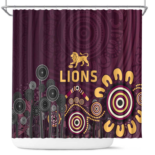 Brisbane Lions Football Shower Curtain Aboriginal Dot and Spiral Art