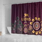 Brisbane Lions Football Shower Curtain Aboriginal Dot and Spiral Art