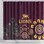 Brisbane Lions Football Shower Curtain Aboriginal Dot and Spiral Art