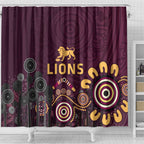 Brisbane Lions Football Shower Curtain Aboriginal Dot and Spiral Art