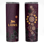 Brisbane Lions Football Skinny Tumbler Aboriginal Dot and Spiral Art