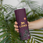 Brisbane Lions Football Skinny Tumbler Aboriginal Dot and Spiral Art