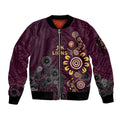 Brisbane Lions Football Sleeve Zip Bomber Jacket Aboriginal Dot and Spiral Art