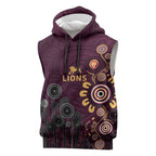 Brisbane Lions Football Sleeveless Hoodie Aboriginal Dot and Spiral Art