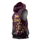 Brisbane Lions Football Sleeveless Hoodie Aboriginal Dot and Spiral Art