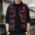 Brisbane Lions Football Sleeveless Puffer Jacket Aboriginal Dot and Spiral Art