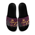 Brisbane Lions Football Slide Sandals Aboriginal Dot and Spiral Art
