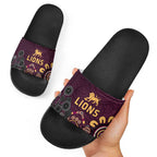 Brisbane Lions Football Slide Sandals Aboriginal Dot and Spiral Art