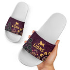Brisbane Lions Football Slide Sandals Aboriginal Dot and Spiral Art