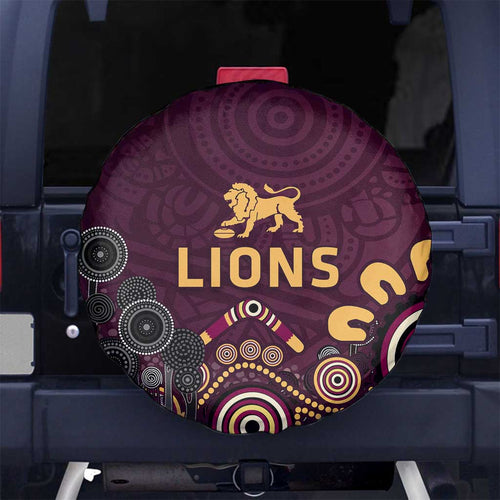 Brisbane Lions Football Spare Tire Cover Aboriginal Dot and Spiral Art
