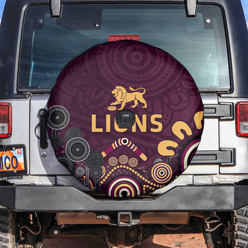 Brisbane Lions Football Spare Tire Cover Aboriginal Dot and Spiral Art