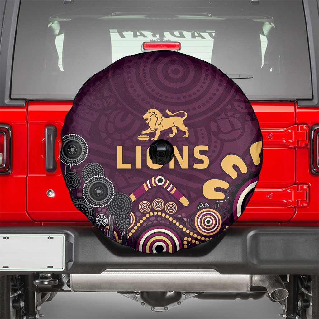 Brisbane Lions Football Spare Tire Cover Aboriginal Dot and Spiral Art