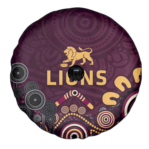 Brisbane Lions Football Spare Tire Cover Aboriginal Dot and Spiral Art