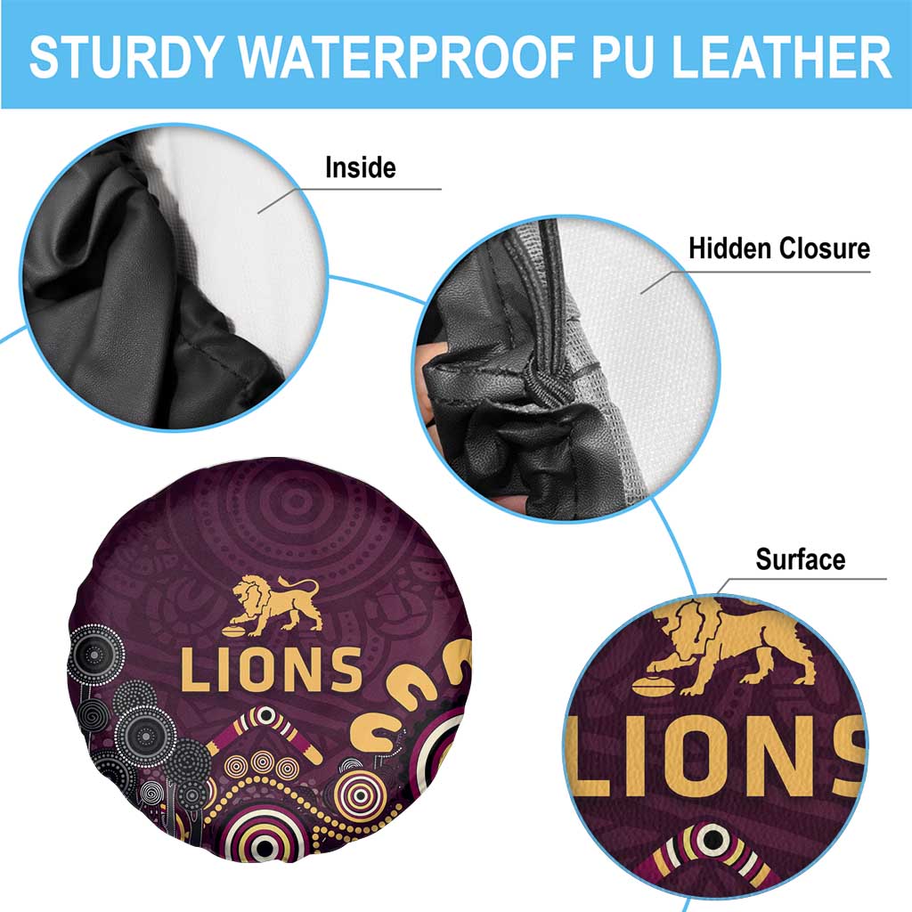 Brisbane Lions Football Spare Tire Cover Aboriginal Dot and Spiral Art