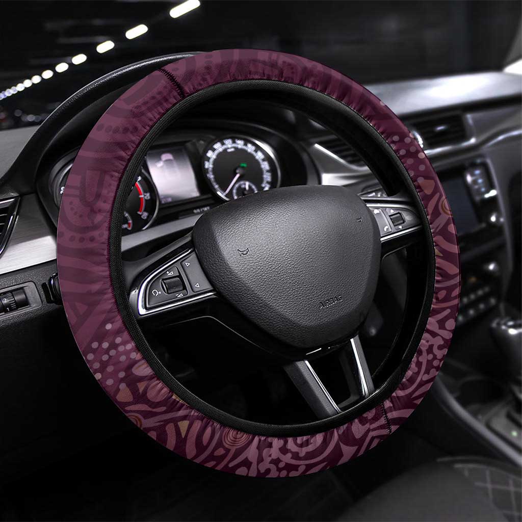 Brisbane Lions Football Steering Wheel Cover Aboriginal Dot and Spiral Art