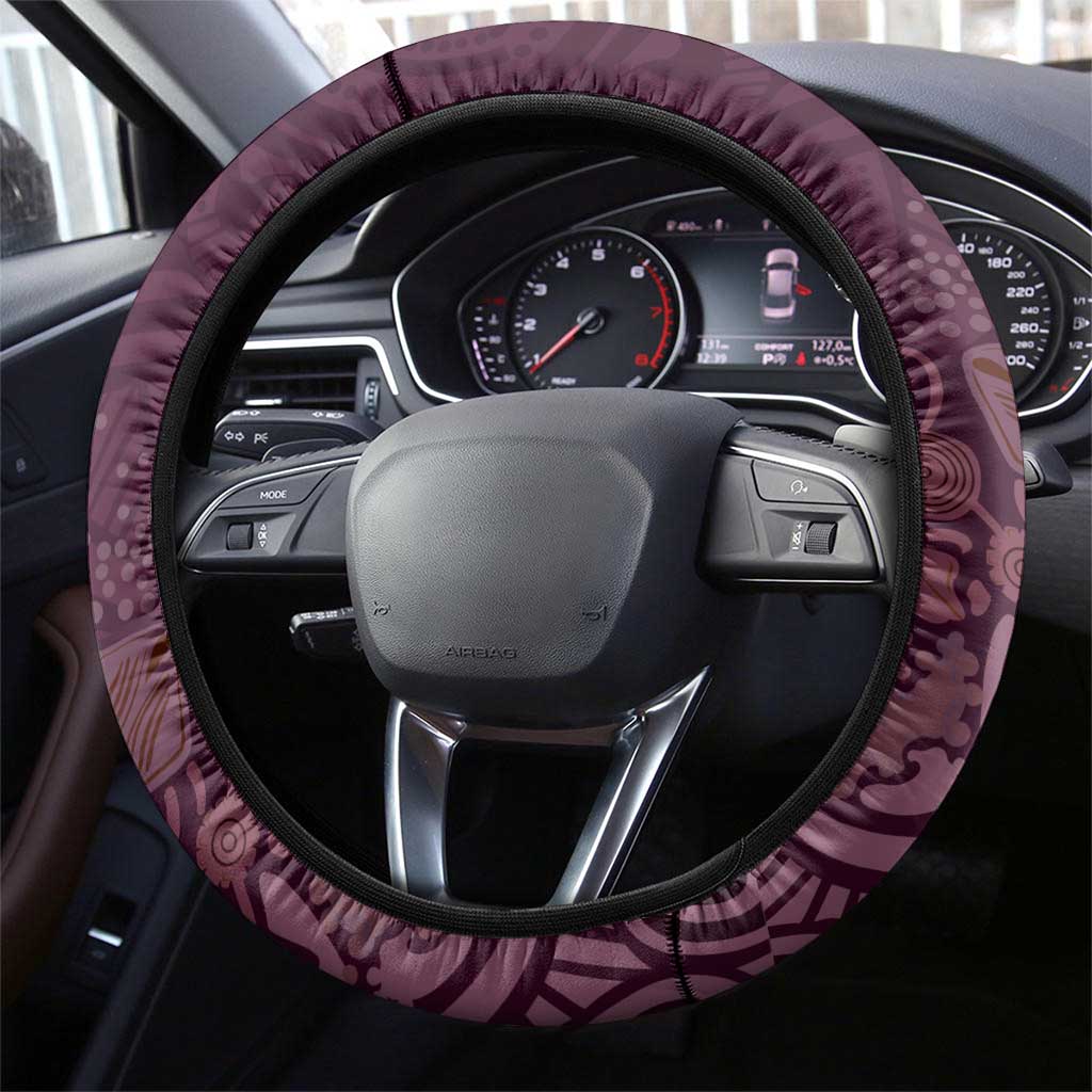 Brisbane Lions Football Steering Wheel Cover Aboriginal Dot and Spiral Art