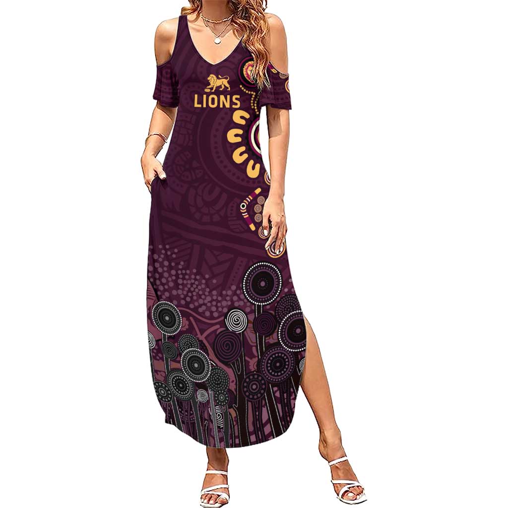 Brisbane Lions Football Summer Maxi Dress Aboriginal Dot and Spiral Art