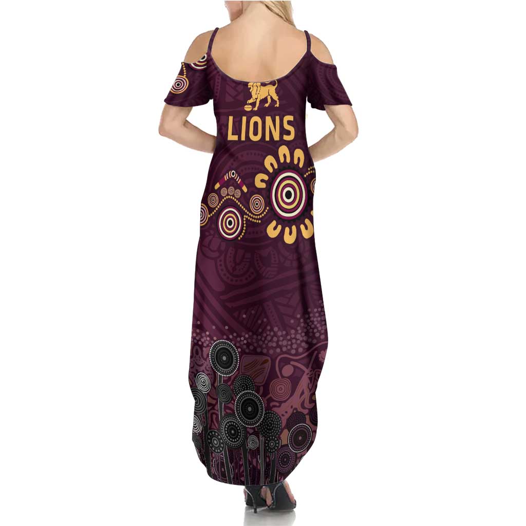 Brisbane Lions Football Summer Maxi Dress Aboriginal Dot and Spiral Art