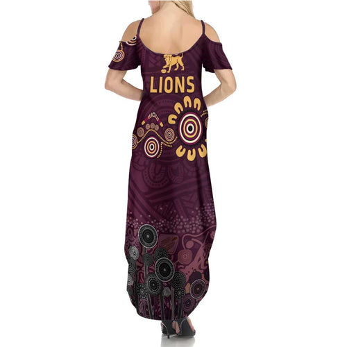 Brisbane Lions Football Summer Maxi Dress Aboriginal Dot and Spiral Art