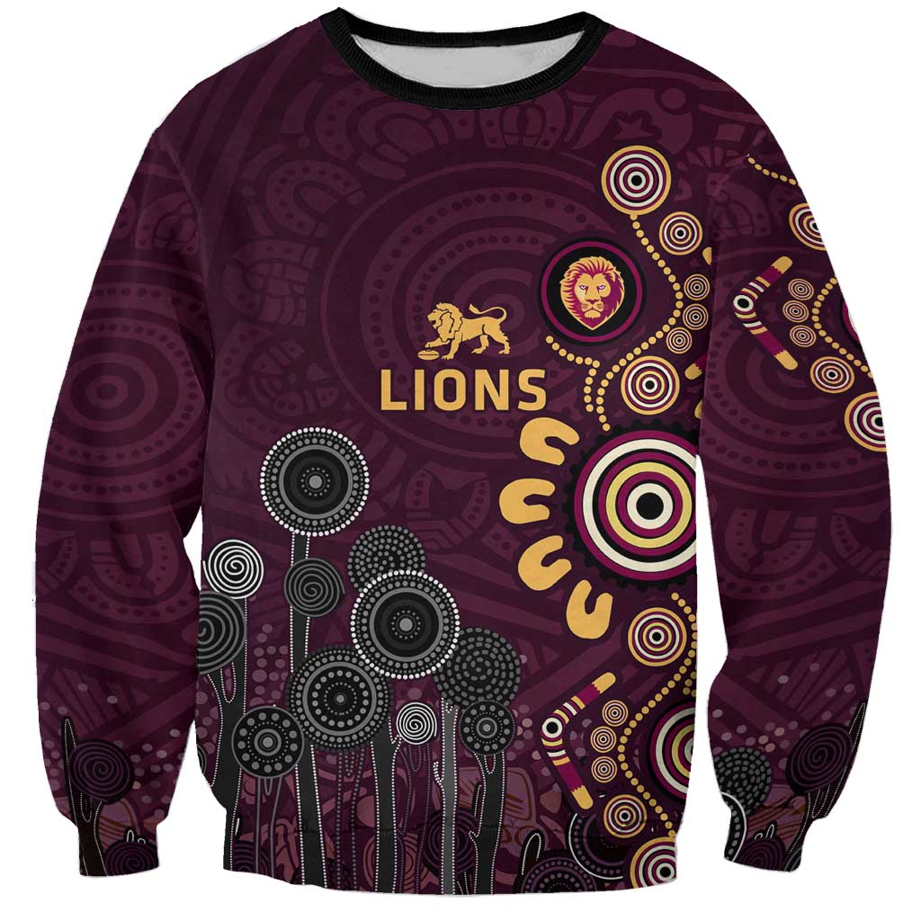 Brisbane Lions Football Sweatshirt Aboriginal Dot and Spiral Art