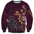 Brisbane Lions Football Sweatshirt Aboriginal Dot and Spiral Art