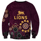 Brisbane Lions Football Sweatshirt Aboriginal Dot and Spiral Art