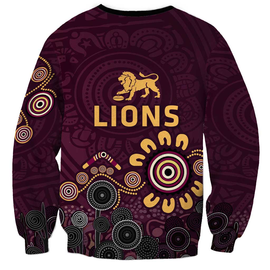 Brisbane Lions Football Sweatshirt Aboriginal Dot and Spiral Art