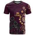 Brisbane Lions Football T Shirt Aboriginal Dot and Spiral Art