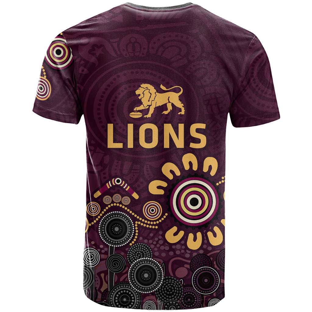 Brisbane Lions Football T Shirt Aboriginal Dot and Spiral Art