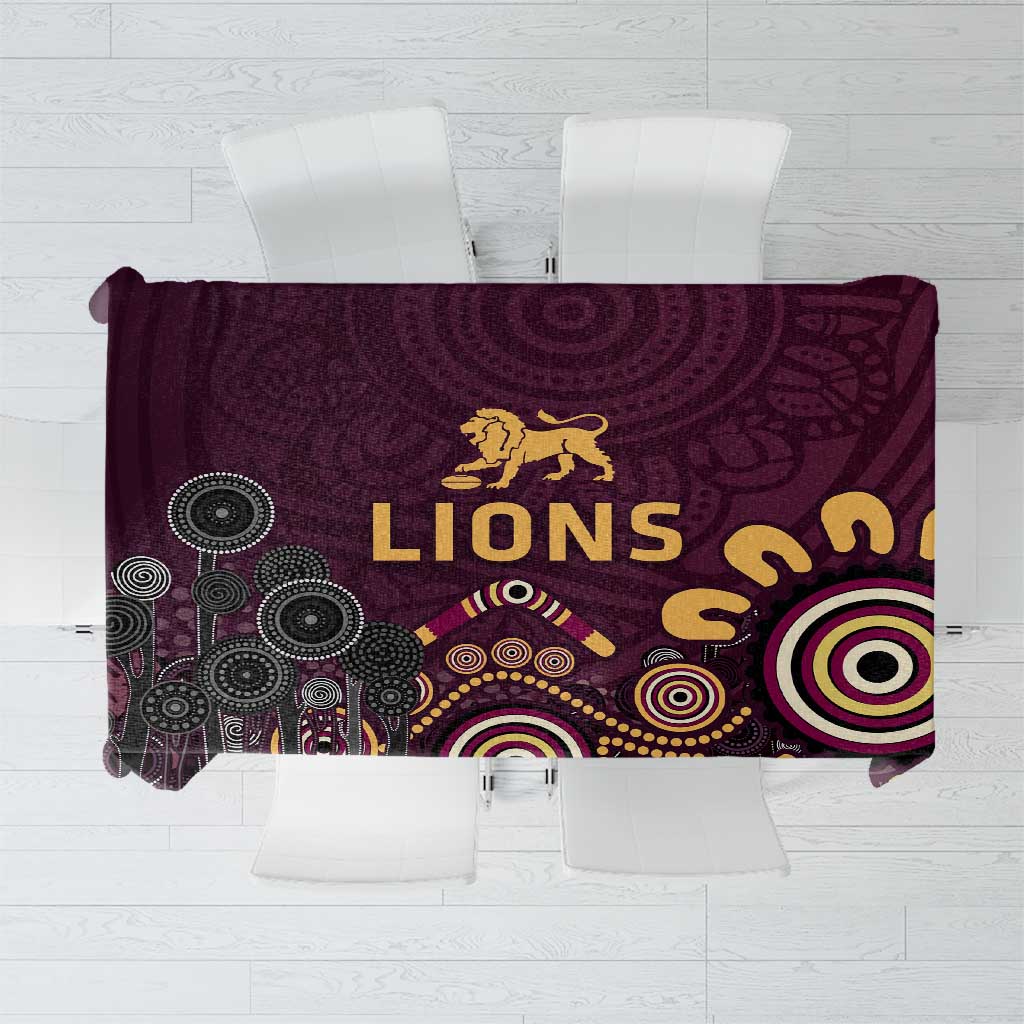 Brisbane Lions Football Tablecloth Aboriginal Dot and Spiral Art