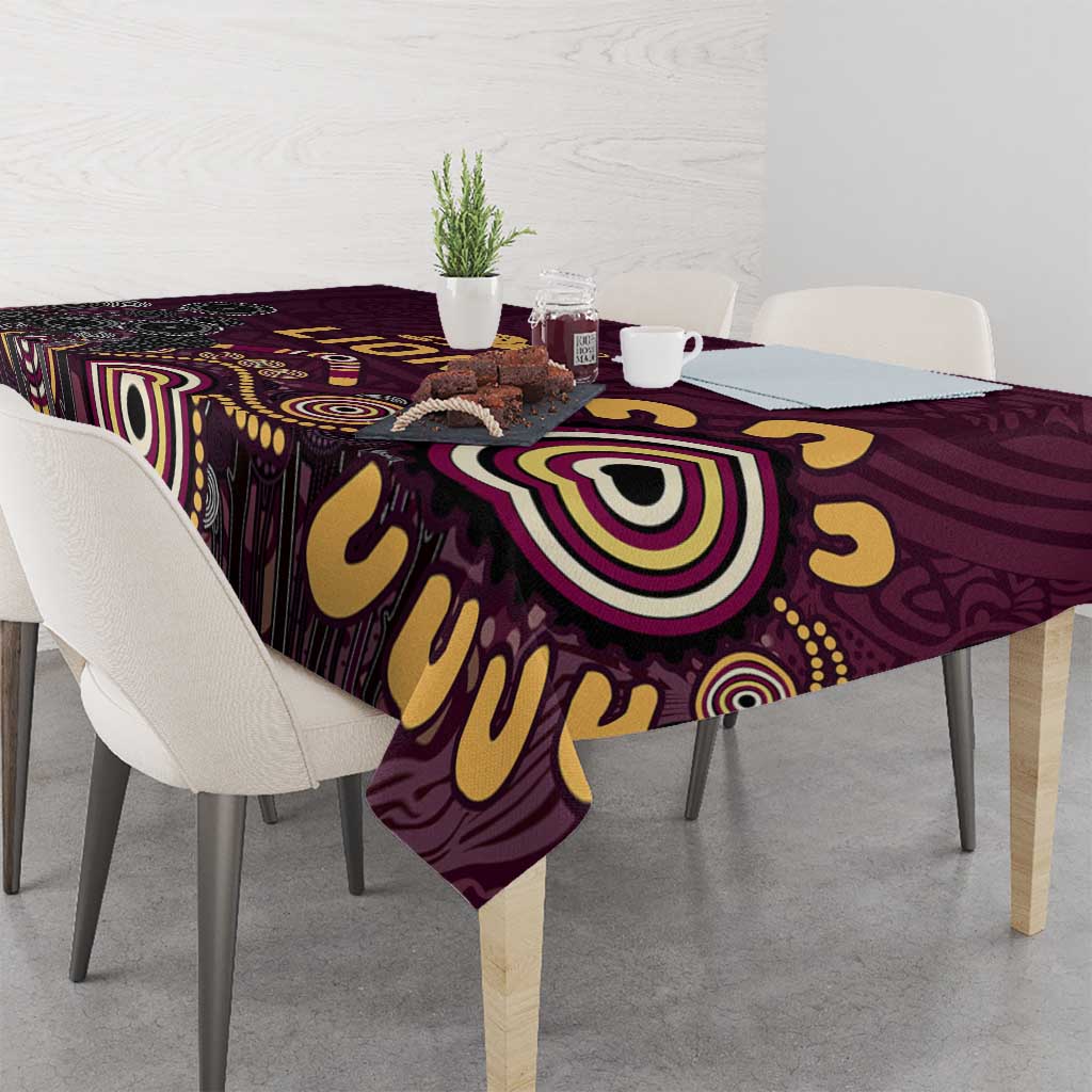 Brisbane Lions Football Tablecloth Aboriginal Dot and Spiral Art