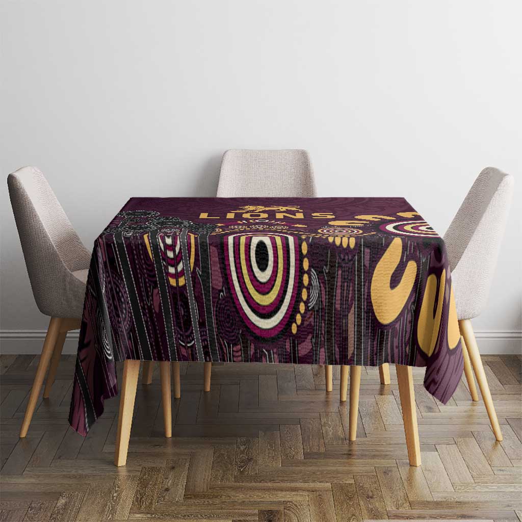 Brisbane Lions Football Tablecloth Aboriginal Dot and Spiral Art