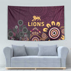 Brisbane Lions Football Tapestry Aboriginal Dot and Spiral Art