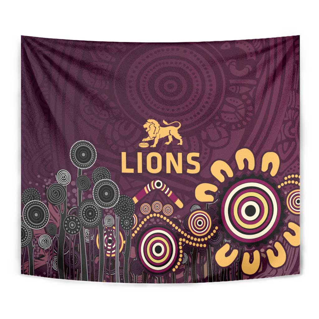 Brisbane Lions Football Tapestry Aboriginal Dot and Spiral Art
