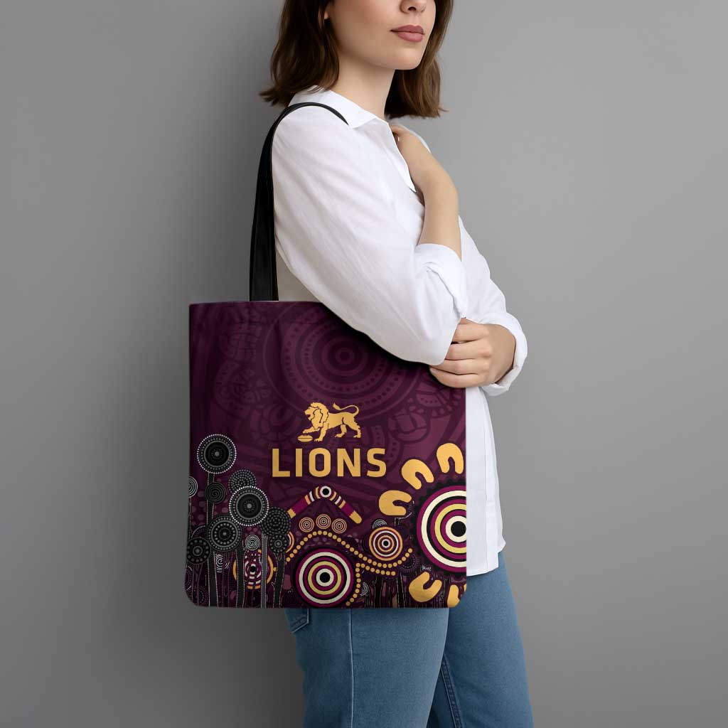 Brisbane Lions Football Tote Bag Aboriginal Dot and Spiral Art