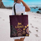 Brisbane Lions Football Tote Bag Aboriginal Dot and Spiral Art