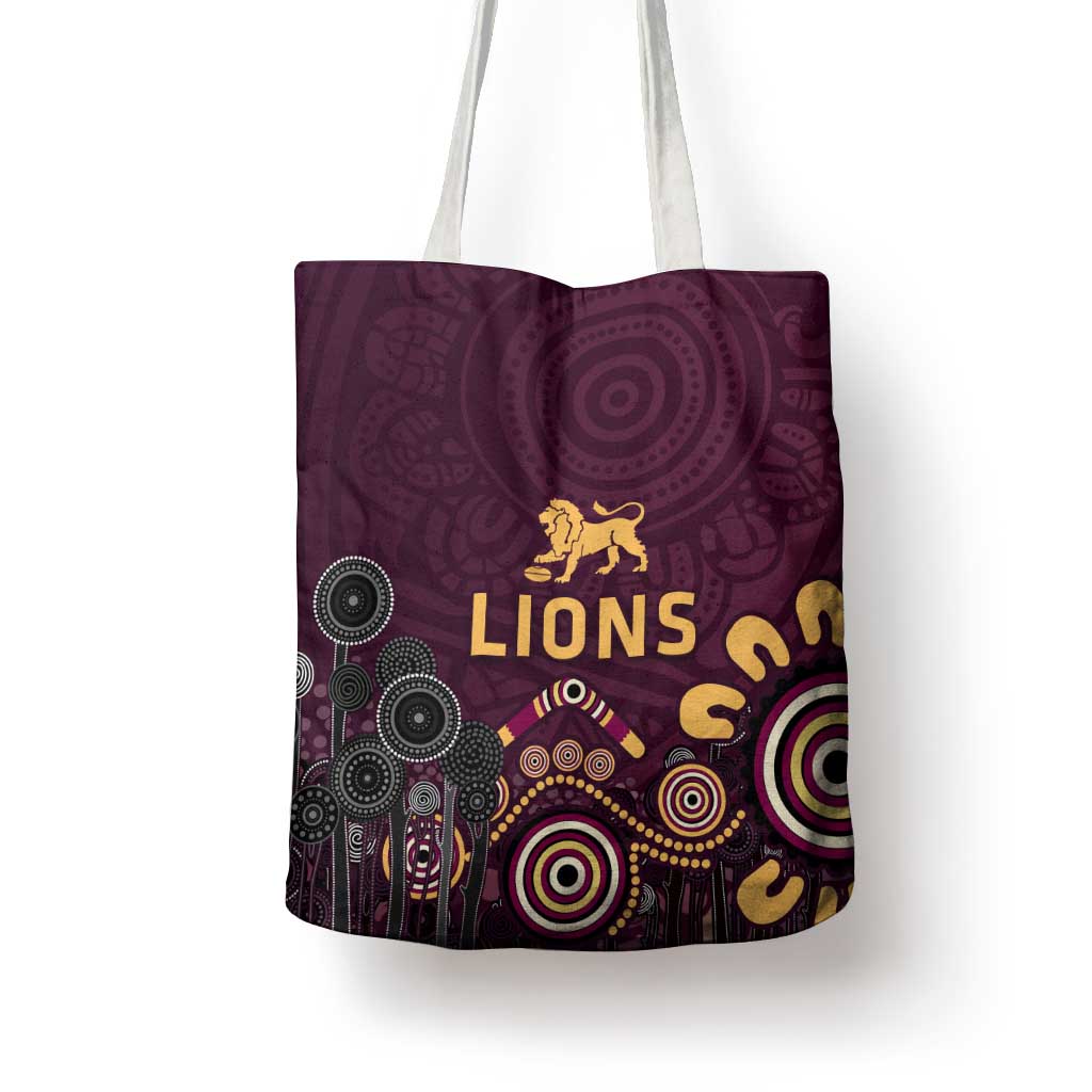 Brisbane Lions Football Tote Bag Aboriginal Dot and Spiral Art