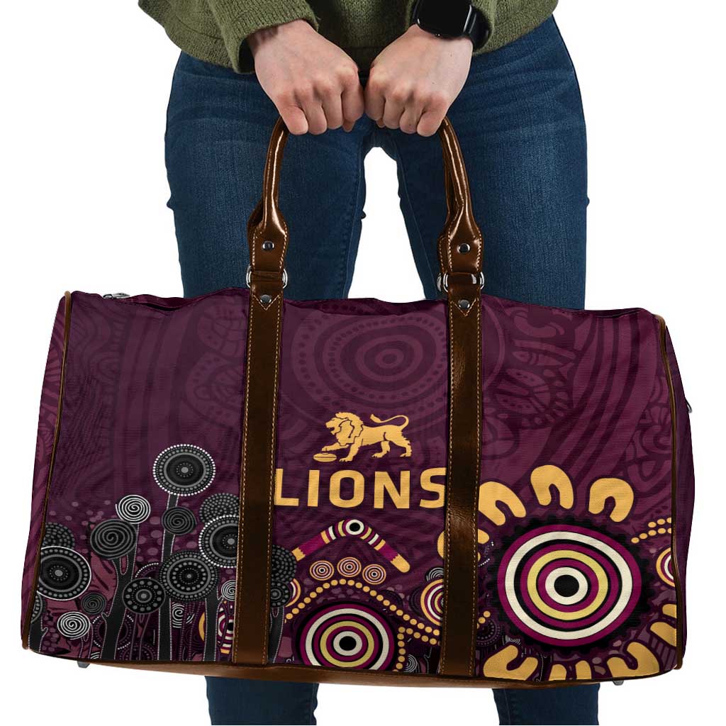 Brisbane Lions Football Travel Bag Aboriginal Dot and Spiral Art