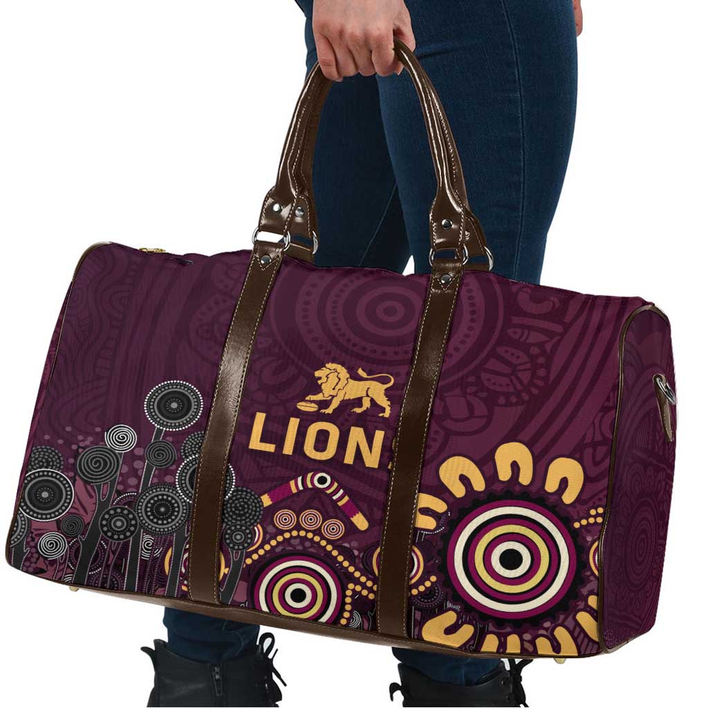 Brisbane Lions Football Travel Bag Aboriginal Dot and Spiral Art