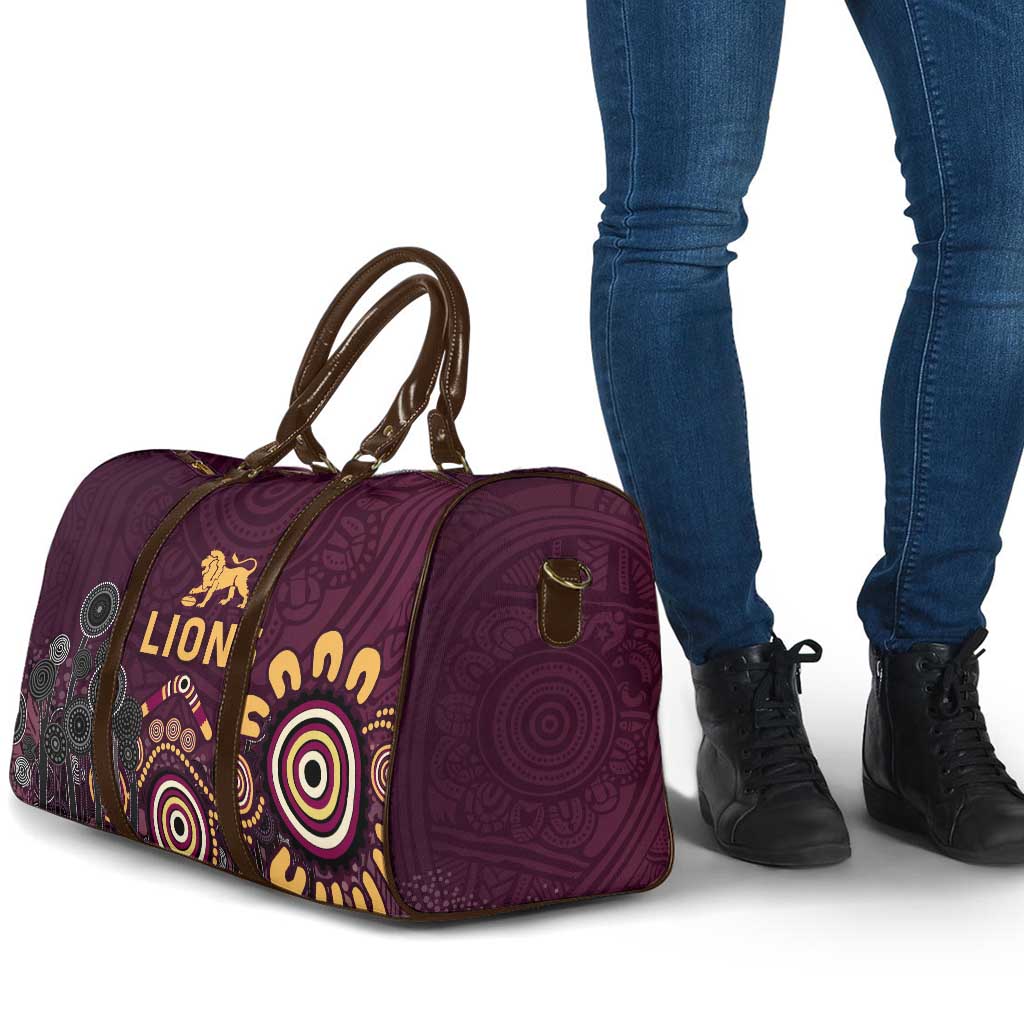 Brisbane Lions Football Travel Bag Aboriginal Dot and Spiral Art