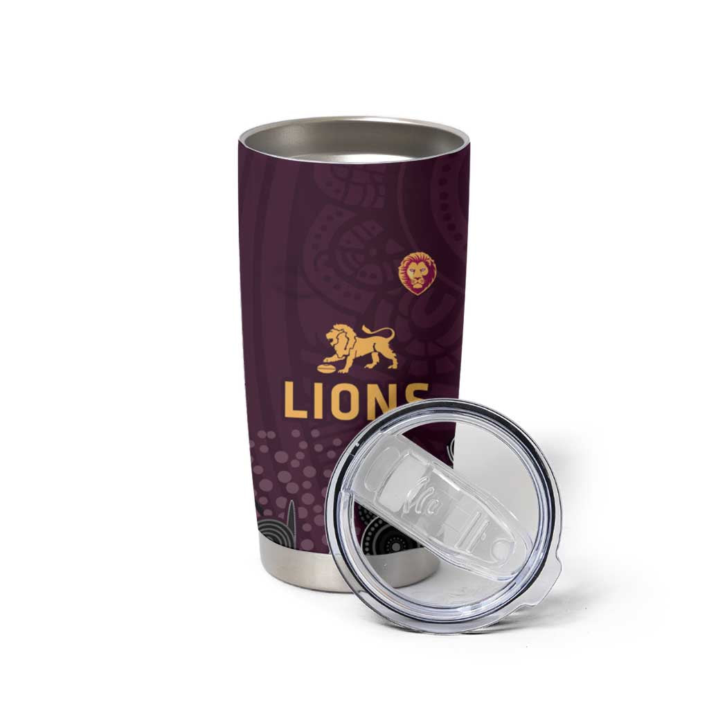 Brisbane Lions Football Tumbler Cup Aboriginal Dot and Spiral Art