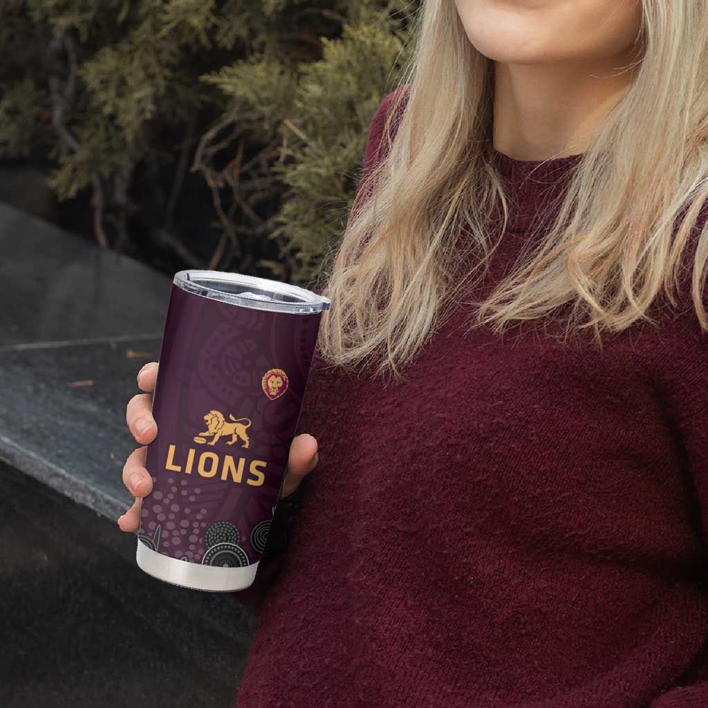Brisbane Lions Football Tumbler Cup Aboriginal Dot and Spiral Art